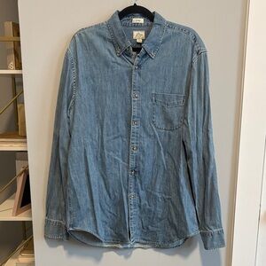 J. Crew Men's Casual Blue Denim Button-Down Shirt